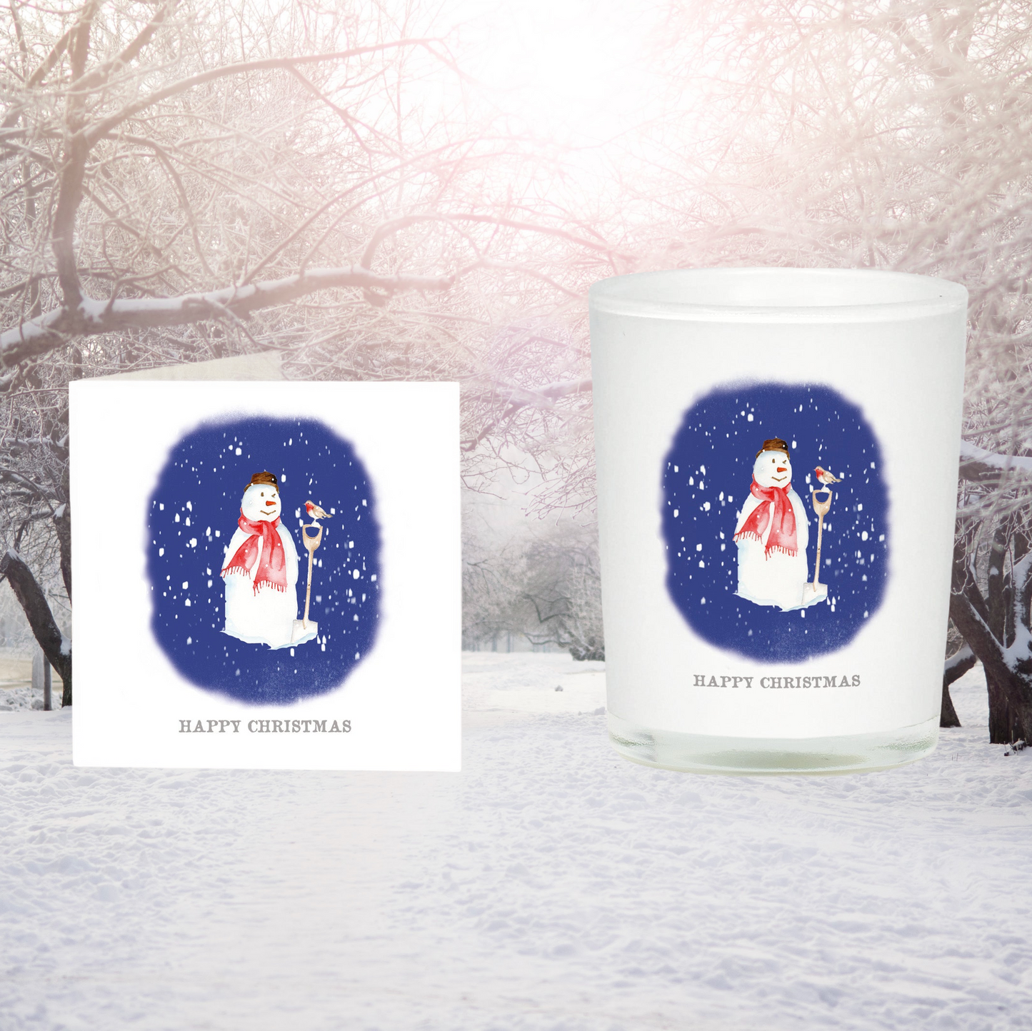 Snowman Candle Card Festive Holiday Gift Set for Loved Ones