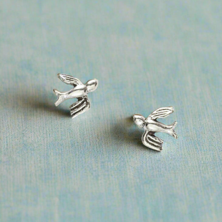 Bird Silver Ear Stud Earrings Crumble and Core   