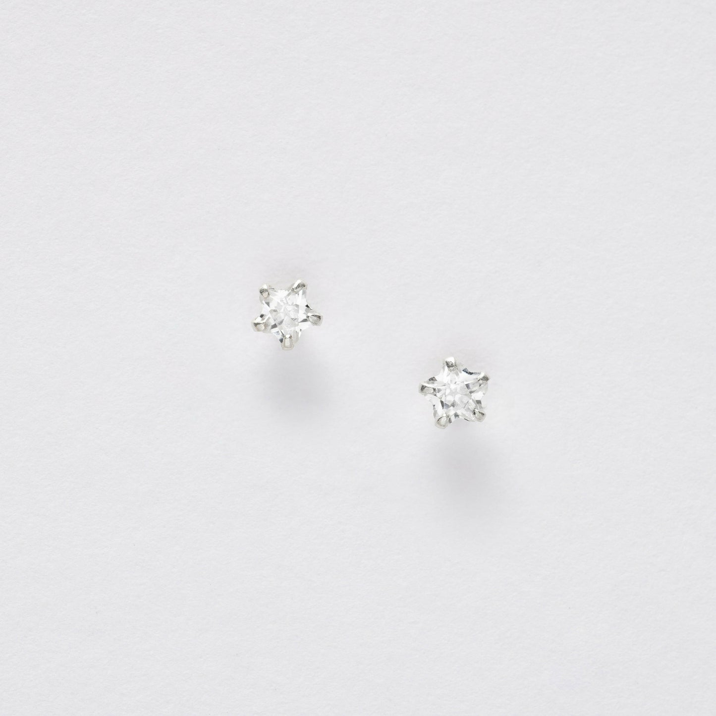 Cubic Zirconia Star Silver Ear Stud Earrings Crumble and Core   