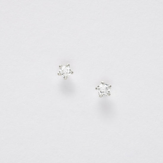 Cubic Zirconia Star Silver Ear Stud Earrings Crumble and Core   