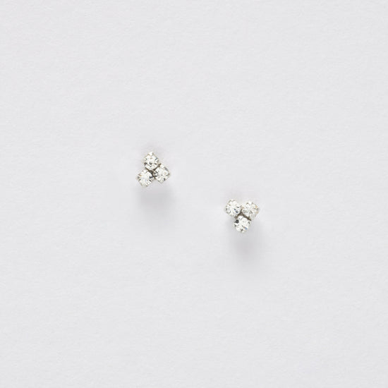 Cubic Zirconia Triangle Silver Ear Stud Earrings Crumble and Core   