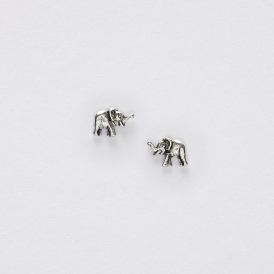 Elephant Silver Ear Stud Earrings Crumble and Core   