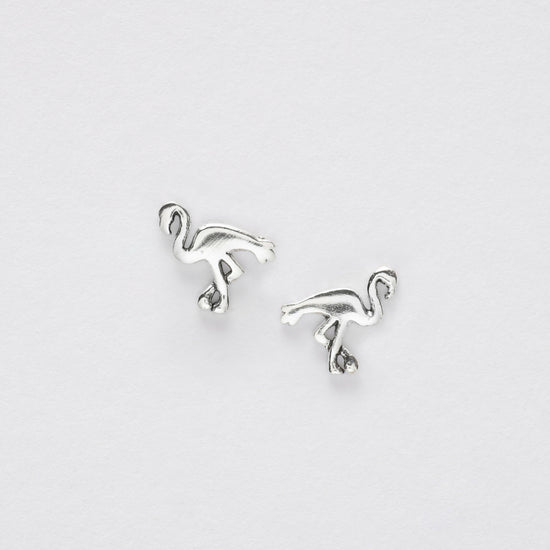 Flamingo Silver Ear Stud Earrings Crumble and Core   