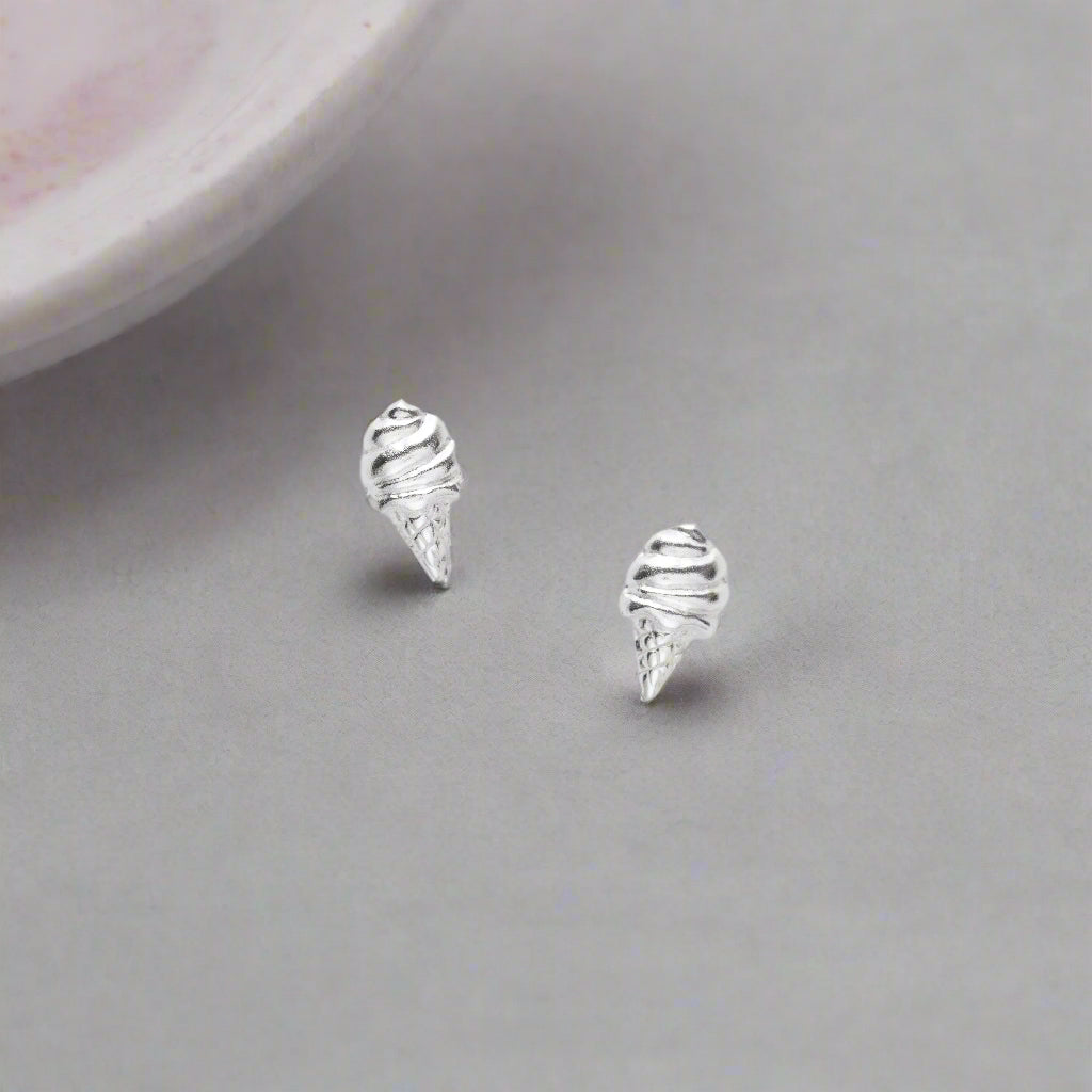 Ice Cream Silver Ear Studs Earrings Crumble and Core   