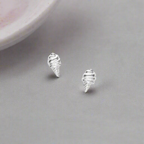 Ice Cream Silver Ear Studs Earrings Crumble and Core   