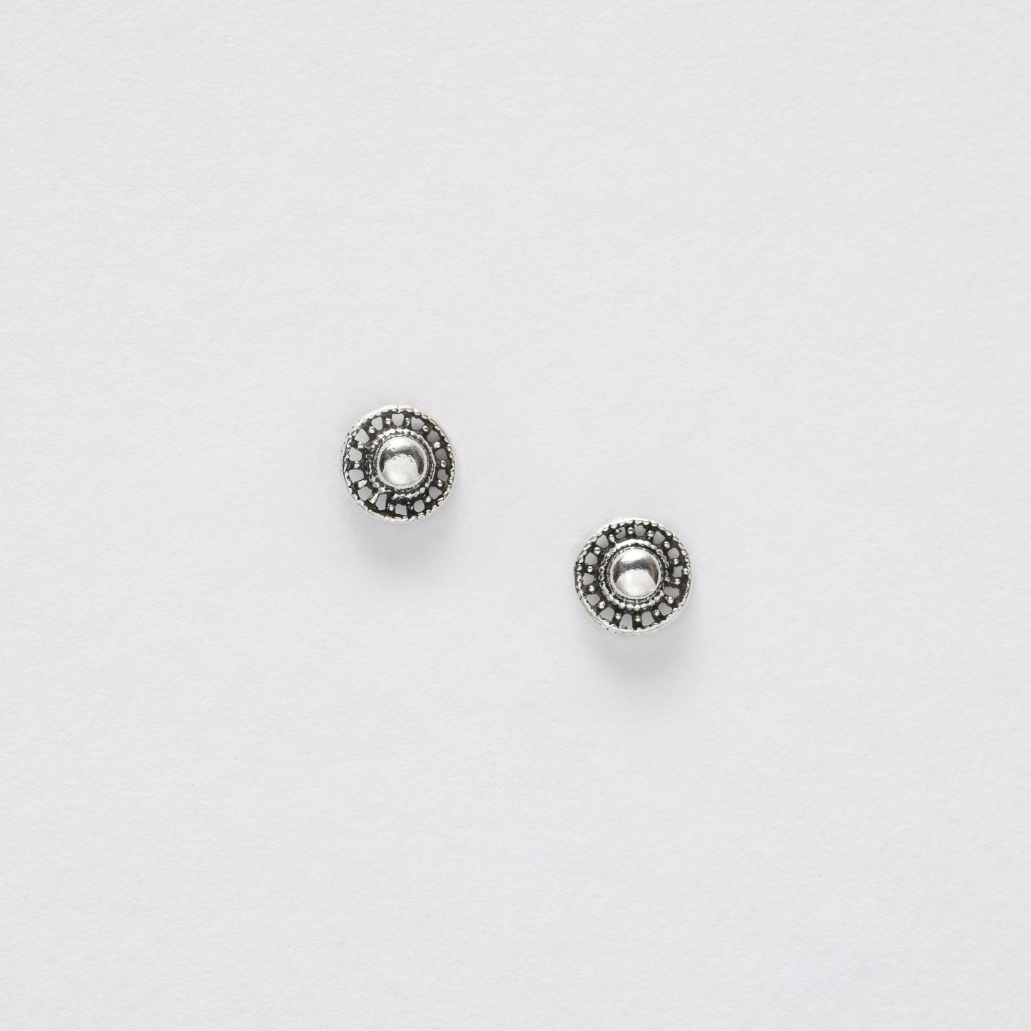 Domed Silver Ear Studs Jewelry Crumble and Core   