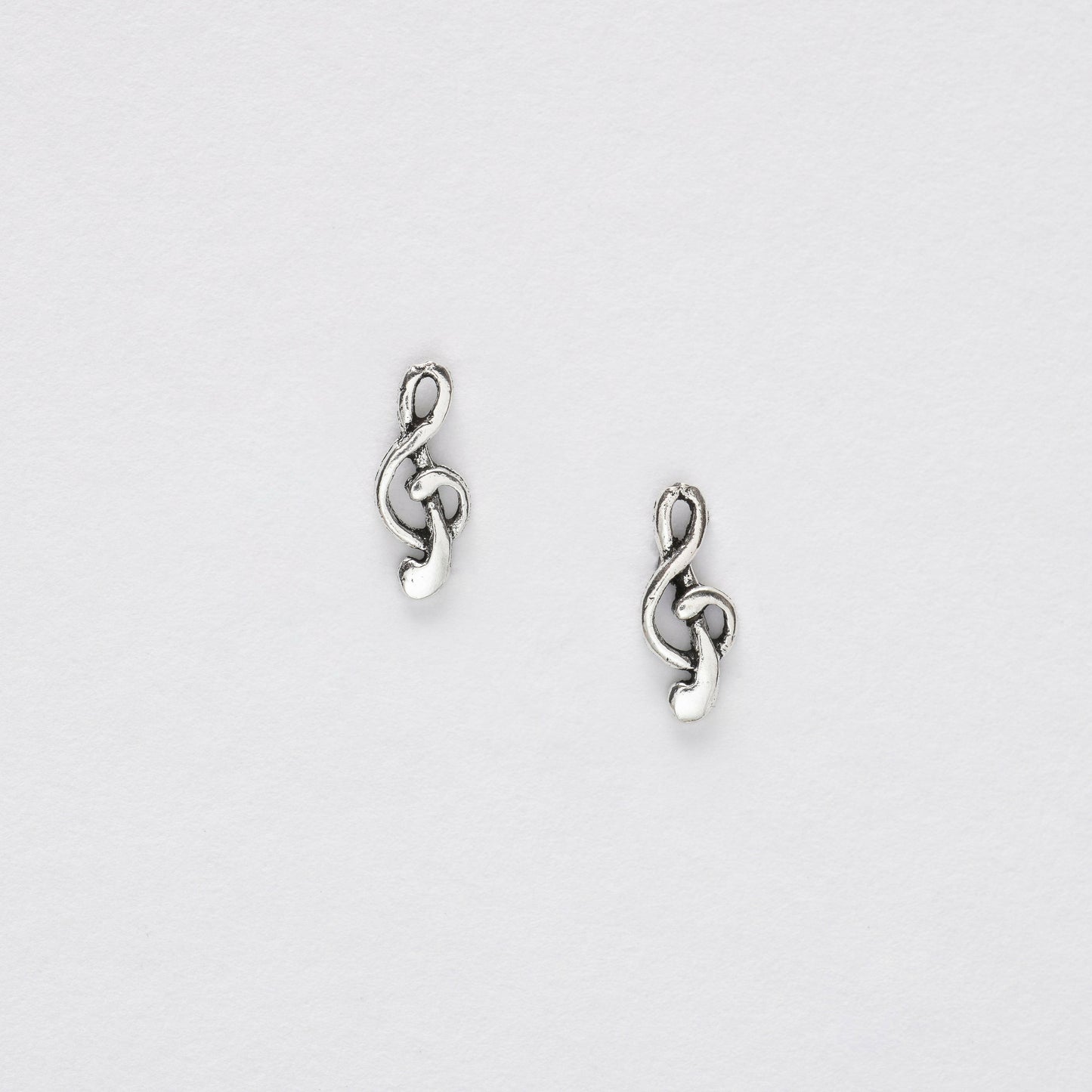 Treble Clef Silver Ear Studs Earrings Crumble and Core   