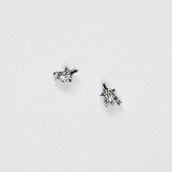 Turtle Silver Ear Stud Earrings Crumble and Core   