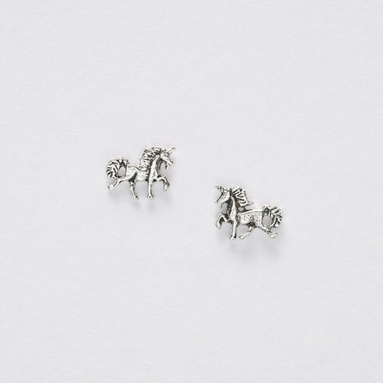 Unicorn Silver Ear Stud Earrings Crumble and Core   