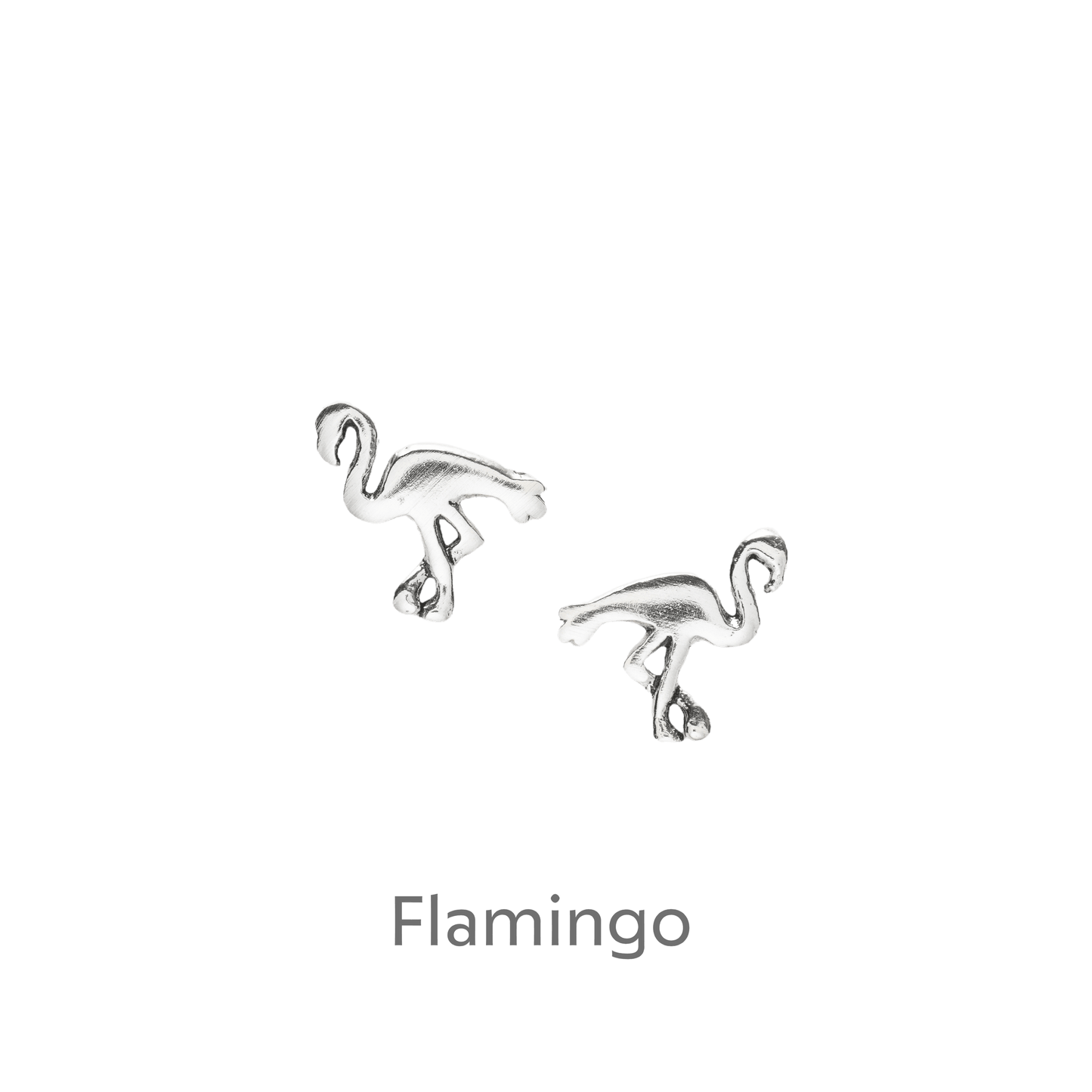 Flamingo Sterling Silver Stud Earrings - Gift-Ready Carded Box - Crumble and Core