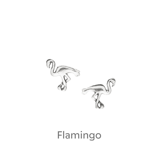 Flamingo Sterling Silver Stud Earrings - Gift-Ready Carded Box - Crumble and Core