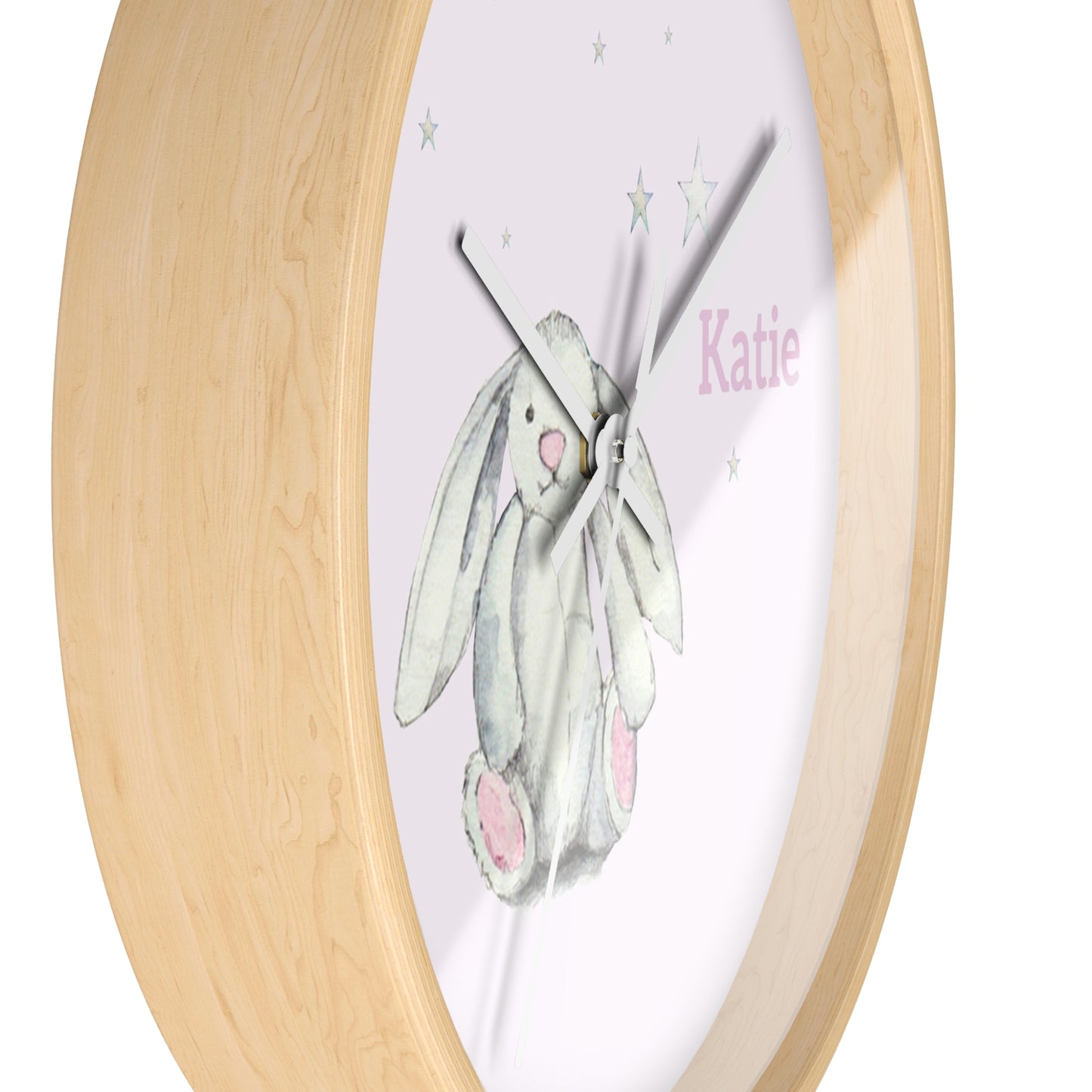 Children's Personalised Wall Clock - Pink Bunny