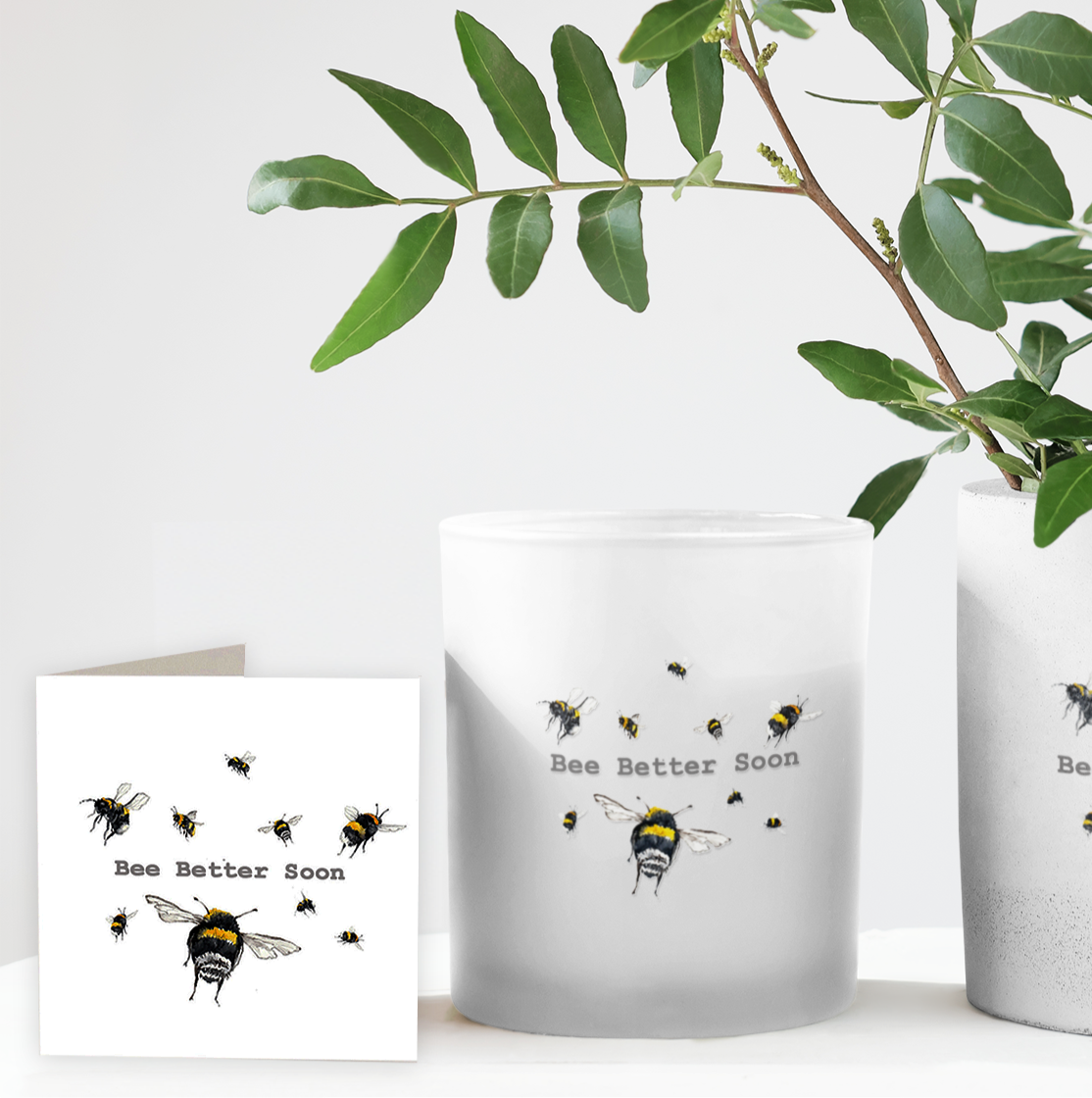 Get Well Gift Bee Better Soon Candle  Card - Thoughtful and Unique Gift Set