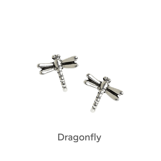 Sterling Silver Dragonfly Stud Earrings - Sustainable Seed Card - Eco-Friendly Gift - Crumble and Core