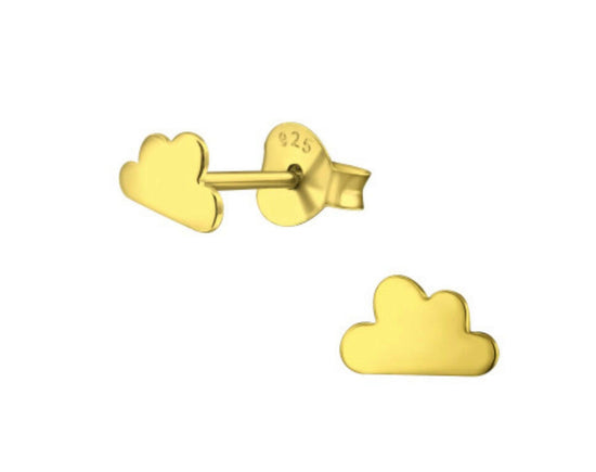 Gold Plated Silver Cloud Ear Studs Jewelry Crumble and Core   