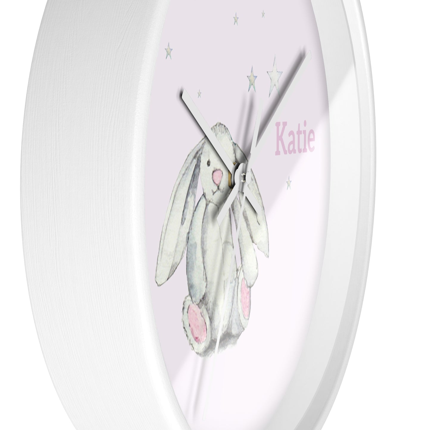 Children's Personalised Wall Clock - Pink Bunny