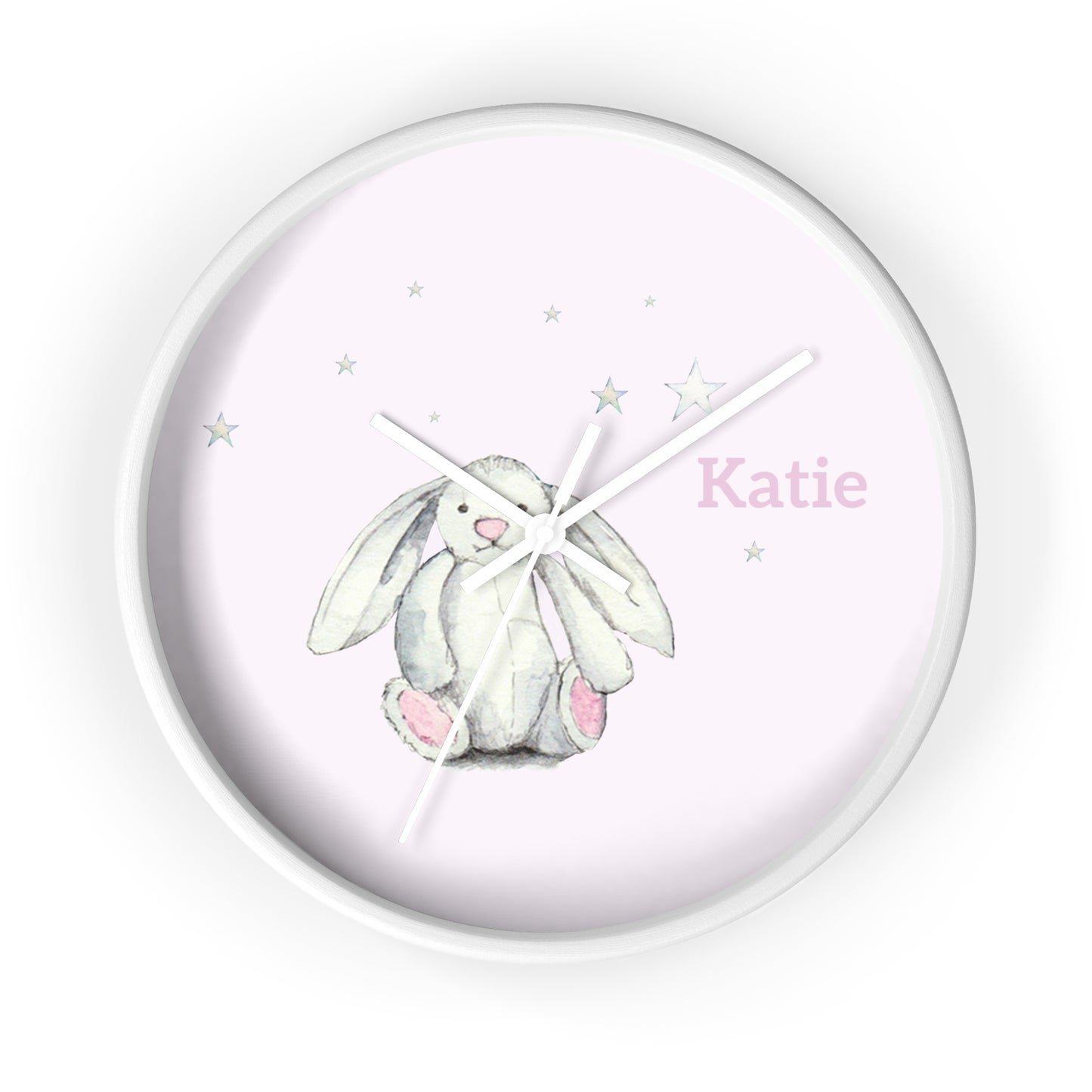 Children's Personalised Wall Clock - Pink Bunny