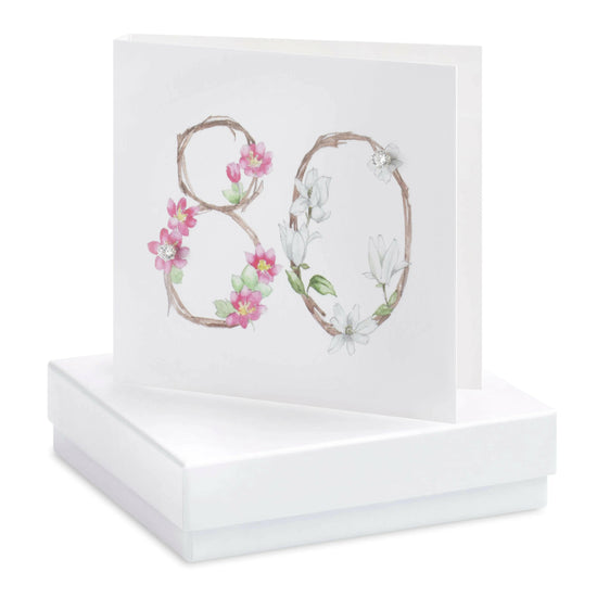 Load image into Gallery viewer, Boxed Floral 80th Earring Card Earrings Crumble and Core White  
