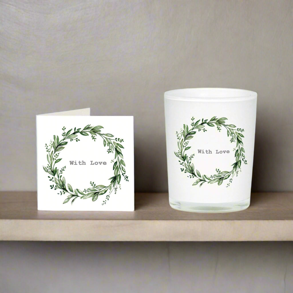 Eucalyptus With Love Boxed Candle and Card Candles Crumble and Core   