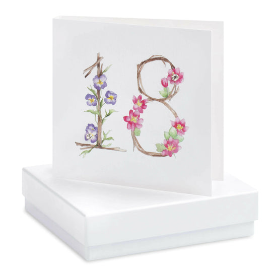 Load image into Gallery viewer, Boxed Floral 18th Earring Card Earrings Crumble and Core White  
