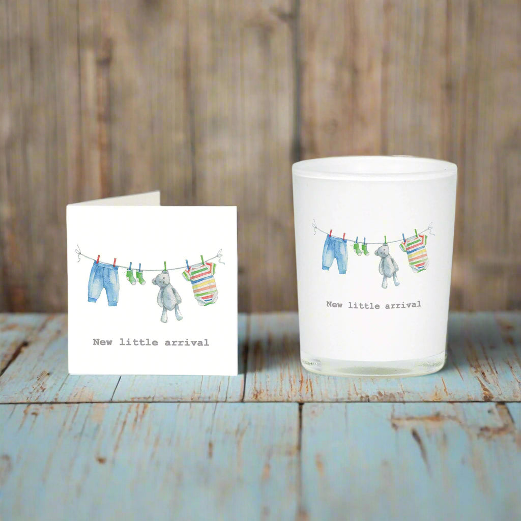 New Baby Boy Boxed Candle and Card Candles Crumble and Core   