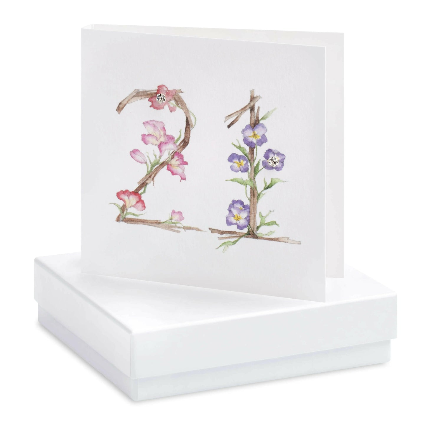 Boxed Floral 21st Earring Card Earrings Crumble and Core White  