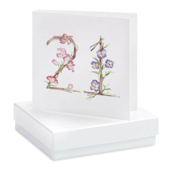 Load image into Gallery viewer, Boxed Floral 21st Earring Card Earrings Crumble and Core White  

