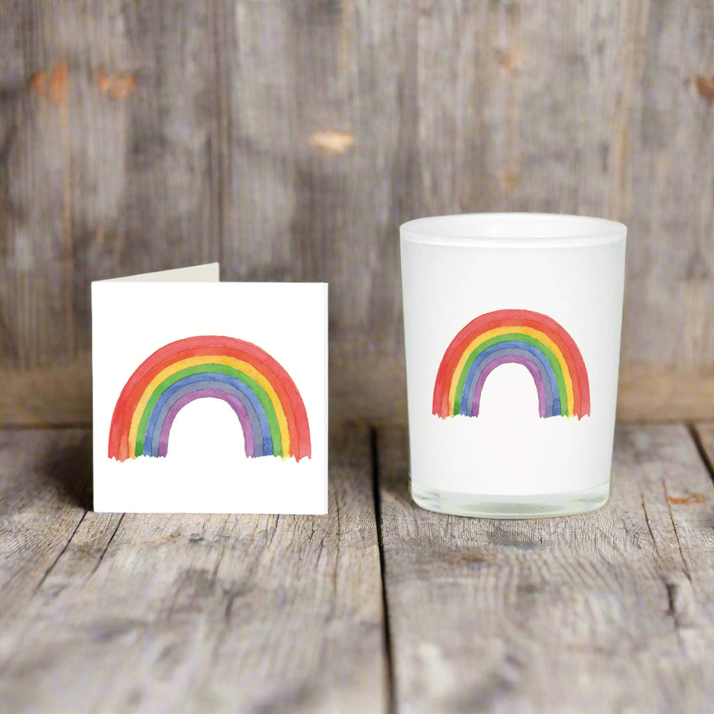 Rainbow Boxed Candle and Card Candles Crumble and Core White 20cl 