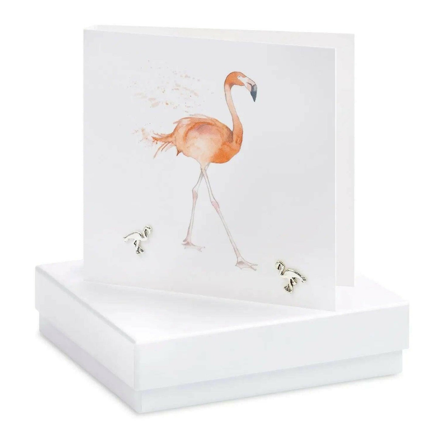 Flamingo Sterling Silver Stud Earrings - Gift-Ready Carded Box - Crumble and Core