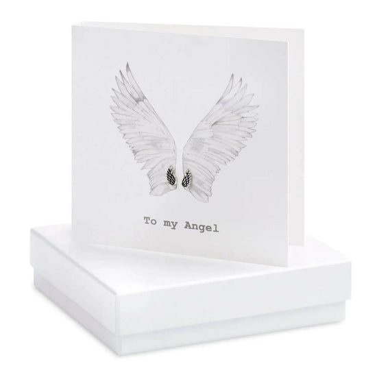 Load image into Gallery viewer, Boxed To My Angel Wings Earring Card Earrings Crumble and Core White  
