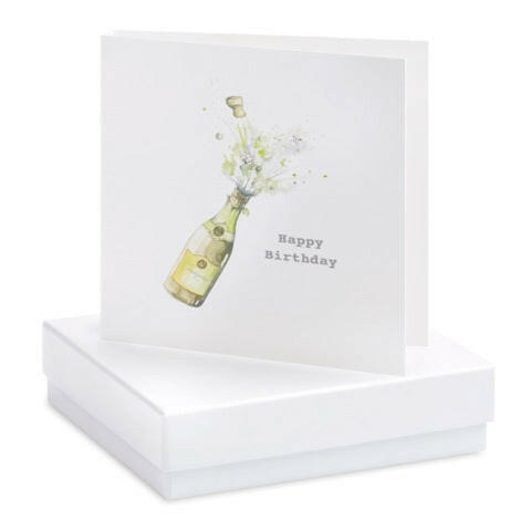 Load image into Gallery viewer, Boxed Happy Birthday Champagne Earring Card Earrings Crumble and Core White  
