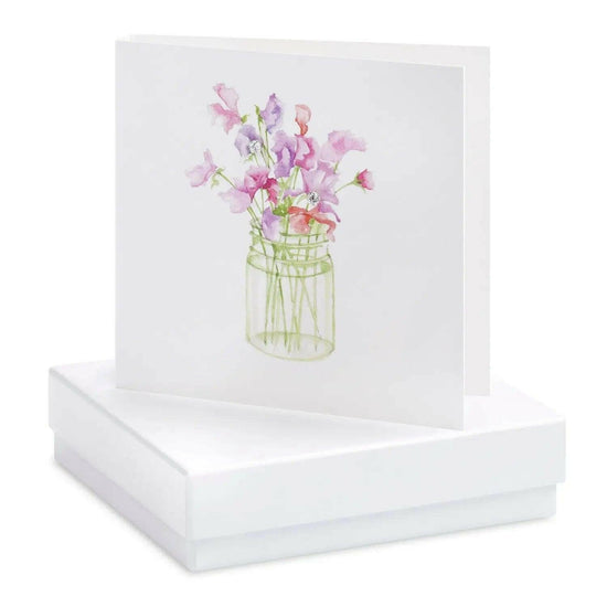 Sweet Pea Card with Sterling Silver Stud Earrings - Perfect Gift Set - Crumble and Core