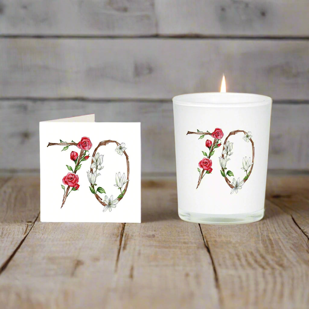 Floral 70 Boxed Candle and Card Candles Crumble and Core White 20cl 