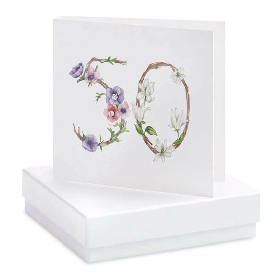 Load image into Gallery viewer, Boxed Floral 50th Earring Card Earrings Crumble and Core White  
