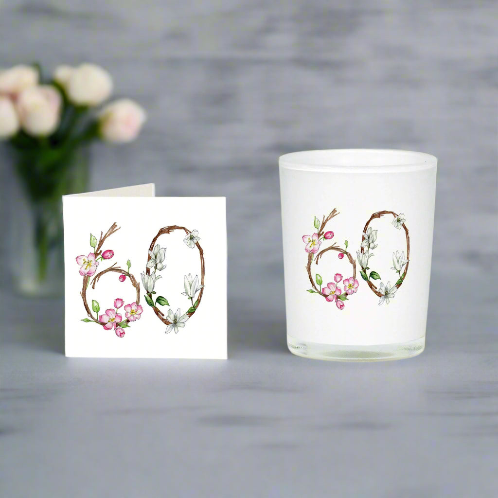 Floral 60 Boxed Candle and Card Candles Crumble and Core White 20cl 