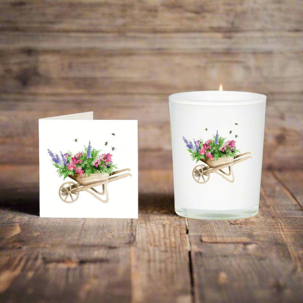 Garden Themed Gift - Boxed Scented Candle & Card - Crumble and Core