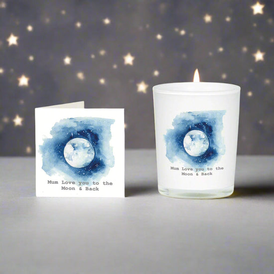 Love You To The Moon Mum Wreath Boxed Candle and Card Candles Crumble and Core White 20cl 