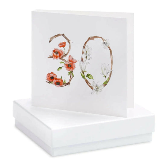 Load image into Gallery viewer, Boxed Floral 30th Earring Card Earrings Crumble and Core White  
