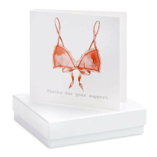 Load image into Gallery viewer, Boxed Thank You For Your Support Bra Earring Card Earrings Crumble and Core White  
