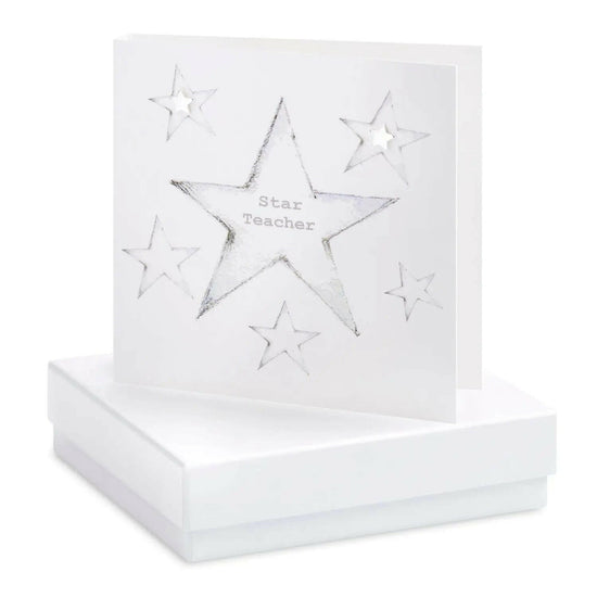Load image into Gallery viewer, Boxed Star Teacher Earring Card Earrings Crumble and Core White  
