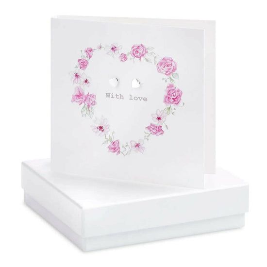 Load image into Gallery viewer, Boxed Floral Heart With Love Earring Card Earrings Crumble and Core White  
