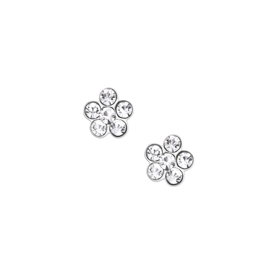 Crystal Flower Silver Ear Studs Earrings Crumble and Core   