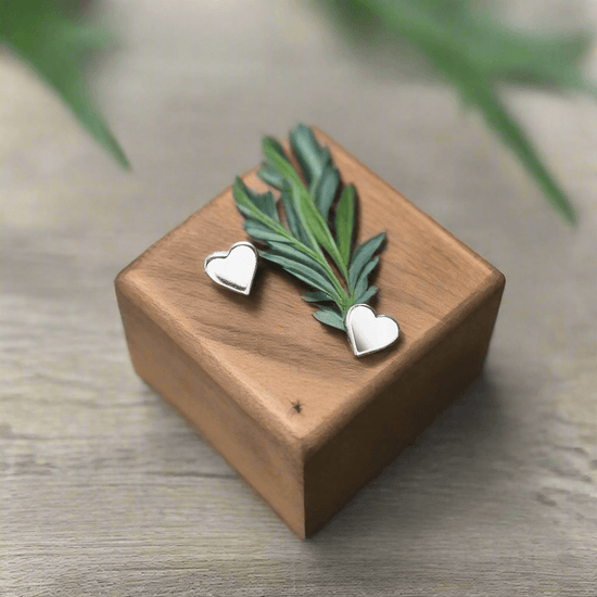 Sterling Silver Heart Stud Earrings with Boxed Teddy Card - Ideal Gift for Any Occasion - Crumble and Core