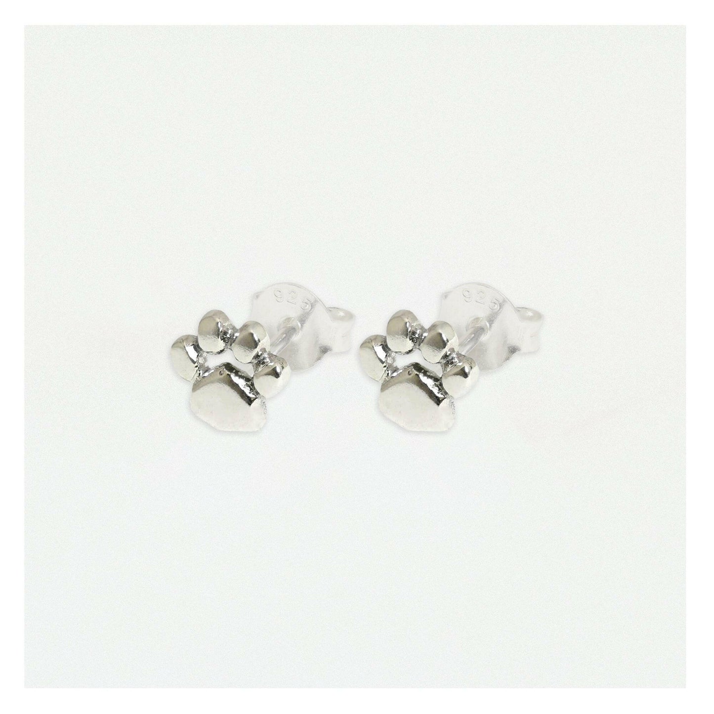 Dog Paw Silver Ear Stud Earrings Crumble and Core   
