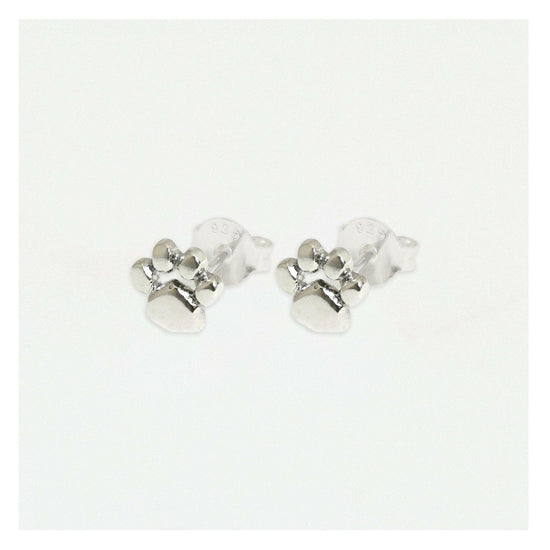 Load image into Gallery viewer, Dog Paw Silver Ear Stud Earrings Crumble and Core   
