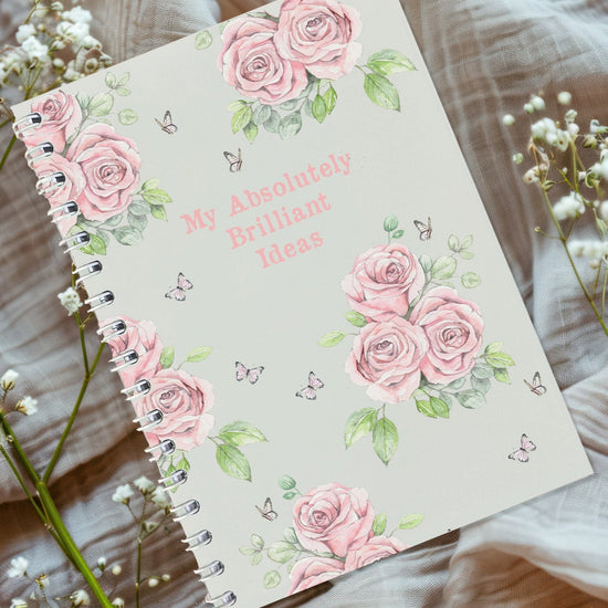 Wire Bound Notebook - Pink Rose Design for Brilliant Ideas