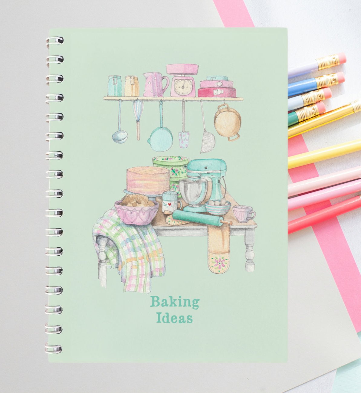 Baking Design Wire Bound Notebook - Perfect for Recipes and Notes