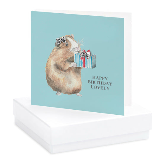 Guinea Pig Birthday Card with Sterling Silver Stud Earrings - Boxed Gift Set - Crumble and Core