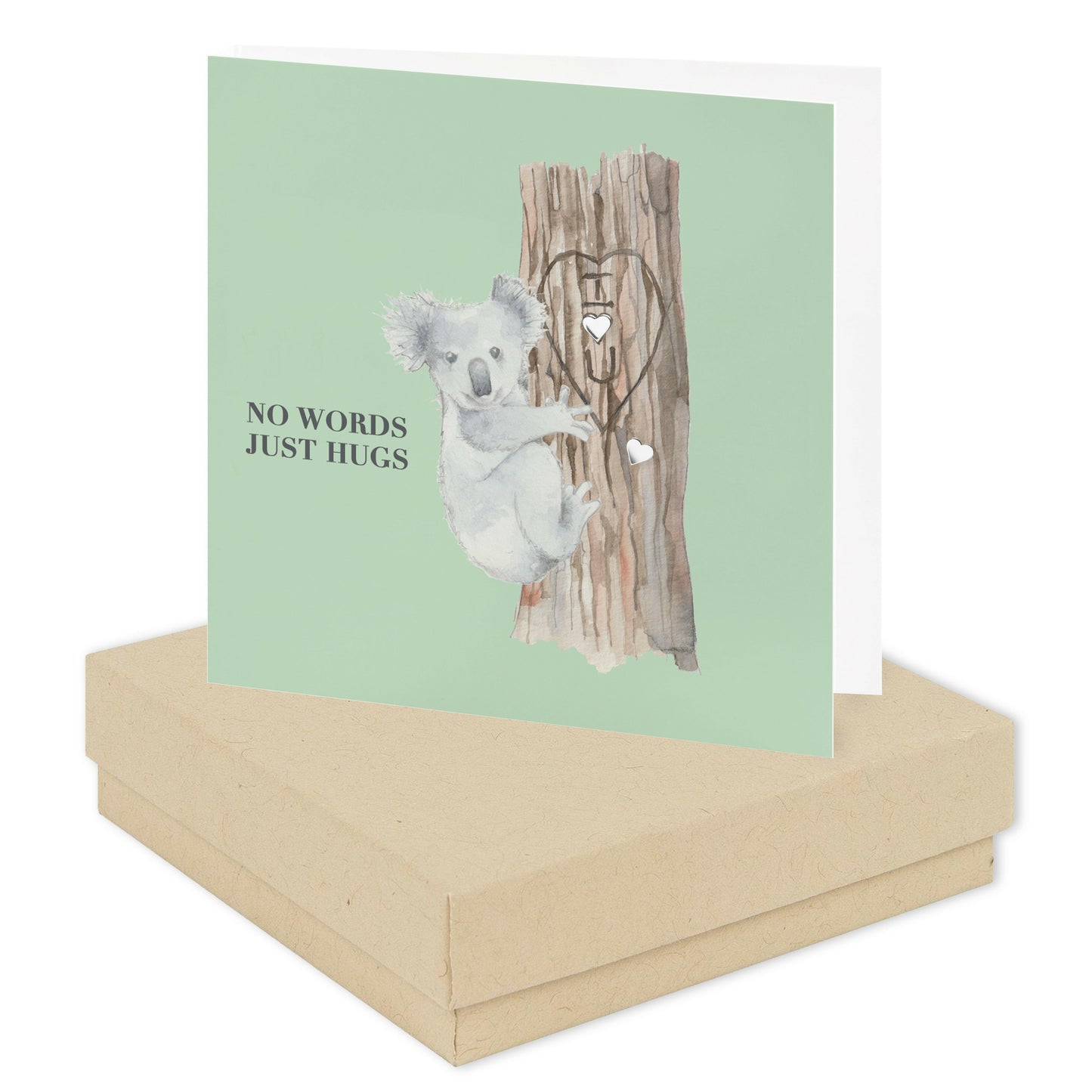 Boxed Koala Hugs Silver Earring Card Earrings Crumble and Core Kraft  