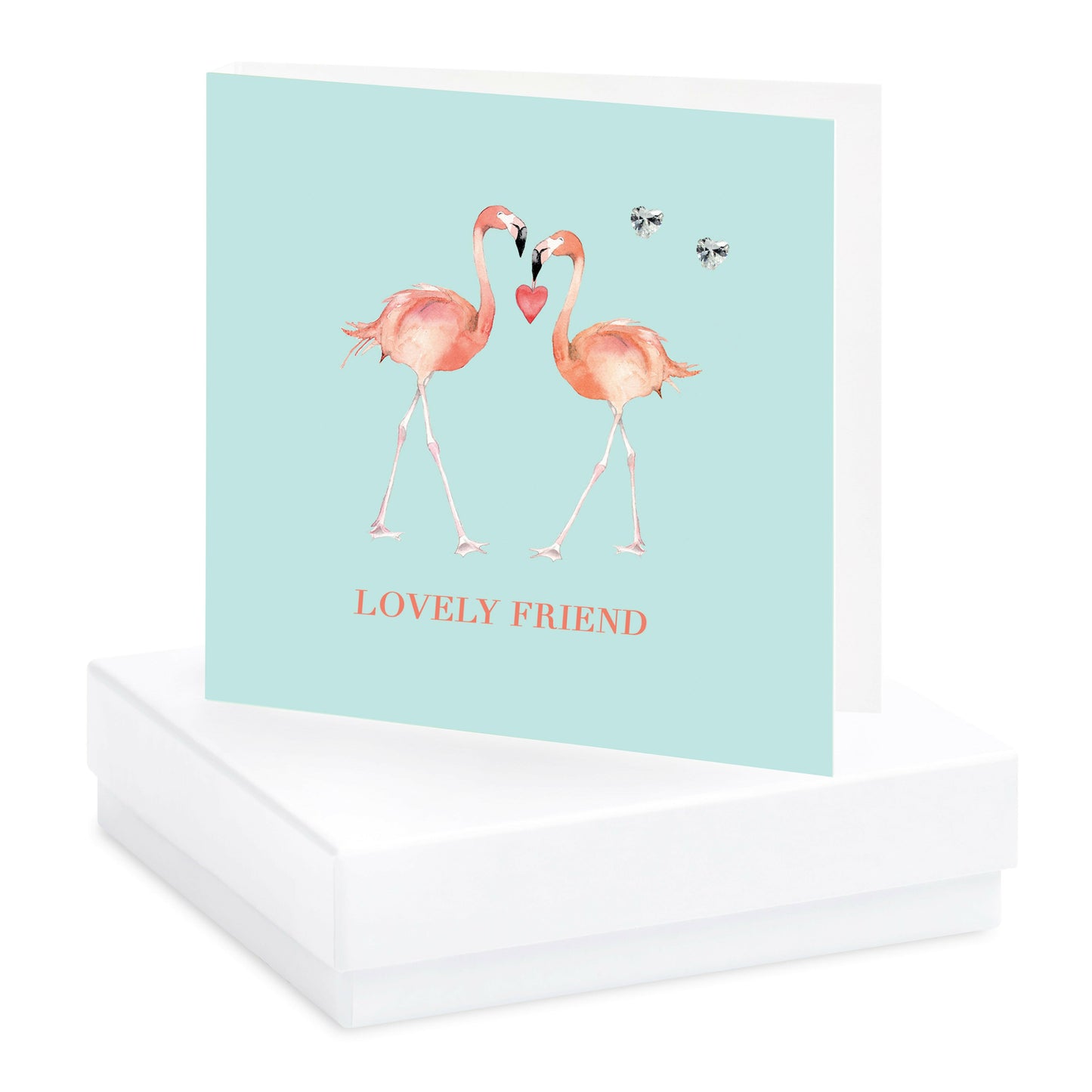 Boxed Flamingoes Lovely Friend Silver Earring Card Earrings Crumble and Core White  